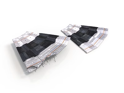 Satellite External Panels With Grid Like Striped Design And Black White Gray Surface Texture 3d model