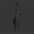 Futuristic Sci-Fi Weapon With Gray Body Blue Screen Black Grip And Tactical Features