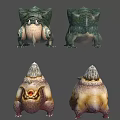 Various Fantasy Creature Character Designs With Rock Like Tops And Eye Features 3d model