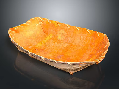 Handcrafted Orange Decorative Bowl Made From Natural Material With Woven Edges 3d model