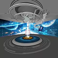 Demonstration of Rocket Launching Robot Arm in Science and Technology Exhibition Hall 3d model