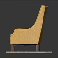 Stylish Yellow Leather Single Sofa With High Backrest Armrests Wooden Legs On Light Square Base