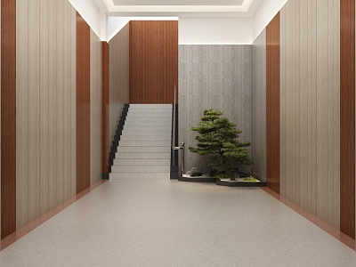 Modern Stair Hall Green Plant Landscape Wall Panel 3d model