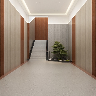 Modern Stair Hall Green Plant Landscape Wall Panel 3d model