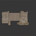 Ancient Stone Castle Ruins With Broken Towers And Stone Wall Sections
