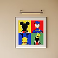 Vibrant Wall Mounted Cartoon Character Art Print With Four Sectioned Design 3d model
