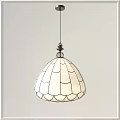 Artistic Scalloped White Glass Pendant Light With Metal Frame For Interior Decoration