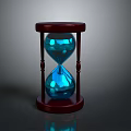 Elegant Blue Glass Hourglass With Red Wooden Base For Home Decoration