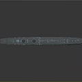 3D Model of Blue Warship Water Vehicle With Turret Mast and Detailed Structure