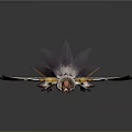 Mythical Female Character With Large Pink White Wings And Golden Headdress