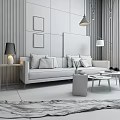 Nordic Double Sofa Sofa Combination 3d model