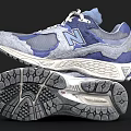 New Balance Blue Gray Running Shoes With Mesh And Suede Upper And Cushioned Sole Design