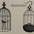 Decorative Birdcage Display With Metal Design Small Bird Figurines For Home Hanging Tabletop Decor