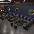 Luxury Black Leather Booth Sofa And Golden Coffee Table Set For Modern KTV Bar Lounge