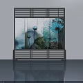 Artistic Gray Side-Hinged Door With Floral Painting And Wooden Texture Design
