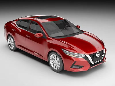 Red Nissan Sedan With Modern Sleek Exterior And Stylish Design Features 3d model