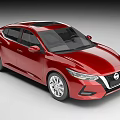 Red Nissan Sedan With Modern Sleek Exterior And Stylish Design Features