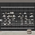 Modern Illuminated Wooden Bookshelf With Multi Layer Design And Decorative Items