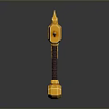Fantasy Axe Design With Yellow And Gray Blade Sharp Top And Brown Handle