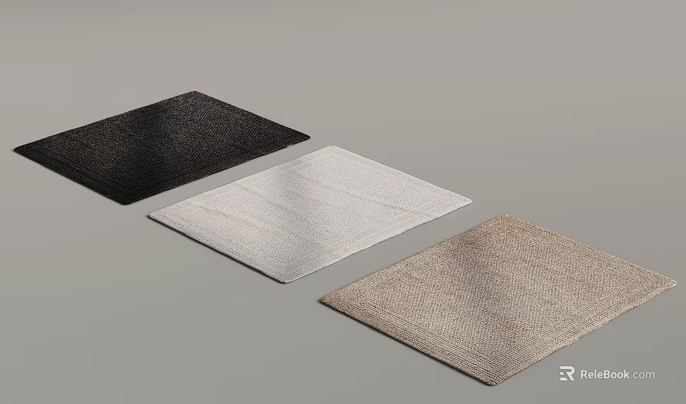 Square Rugs with Black White and Brown Textured Design for Home Decor 3d model 