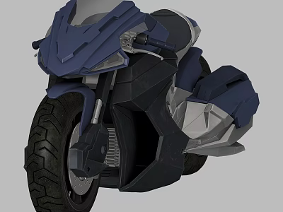Sleek Futuristic Motorcycle With Blue And Black Design 3d model