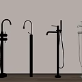 Stylish Modern Freestanding Bathroom Faucets with Handheld Hose in Gold Silver Black
