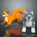 Cute Game Movie Character Plush Toys Orange Fox And Gray White Wolf