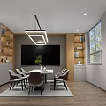 Modern Office Interior Design With Wooden Shelves Desk Chair And Pendant Lights