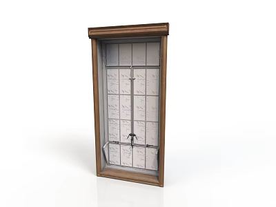 Home Interior Window Featuring Wooden Frame And Glass Pane Design Elements 3d model