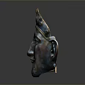 Bronze Lion Mask With Crown Like Ornaments And Spiked Edges Design