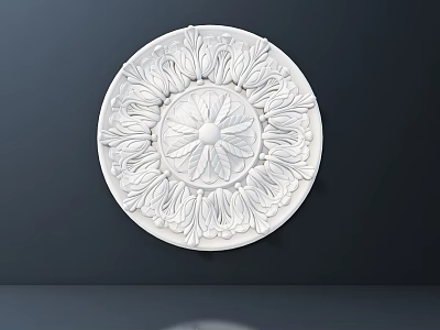 White Circular Intricate Carved Wall Decor Art With Floral Pattern Design 3d model