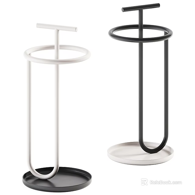 Modern White And Black Metal Kitchen Storage Holders With Minimalist Design 3d model 