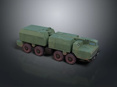 Green Military Tank With Six Wheeled Armored Vehicle Exterior Design 3d model