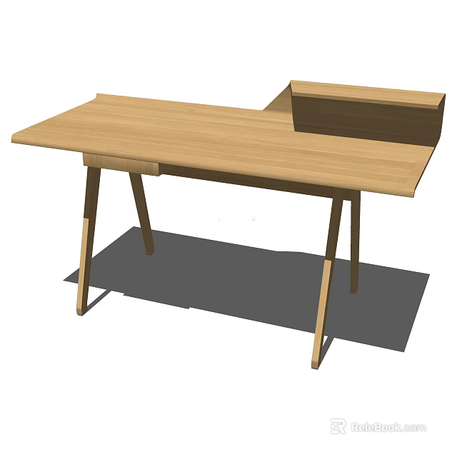 Modern Minimalist Light Wood Desk With Built In Storage And Sleek Leg Design 3d model 