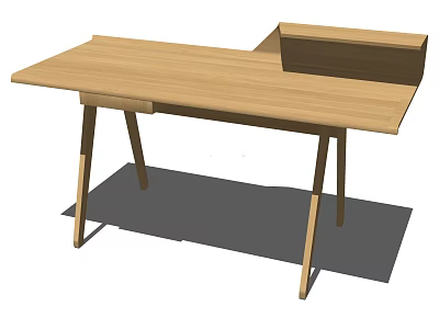 Modern Minimalist Light Wood Desk With Built In Storage And Sleek Leg Design 3d model