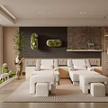 Modern Beauty Hair Salon With Comfortable Seats Green Plant Decor And Bright Interior