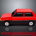 Red Cartoon Hatchback Car With Black Windows And Reflection On Dark Background 3d model