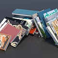 Various Colorful Books And Magazines With Assorted Covers Stacked And Scattered