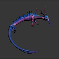 3D Designed Dragon Game And Movie Character With Blue Purple Curved Body And Horns