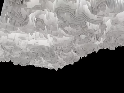 Artistic Modern Ceiling Design Featuring White Wavy Layered 3D Patterns 3d model