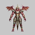 Game Movie Character Red Skinned Demon Warrior With Golden Armor And Wings