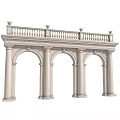 Classical Stone Architectural Structure with Arched Doorways Columns and Balustrade 3d model