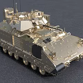 Golden Military Tank Model with Turret Tracks Antenna and Detailed Armor