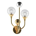 Elegant Modern Wall Lamp With Golden Frame And Transparent Spherical Shades