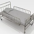 Medical Bed with Sturdy Metal Frame Gray Mattress Pillow and Wheels for Hospital Use