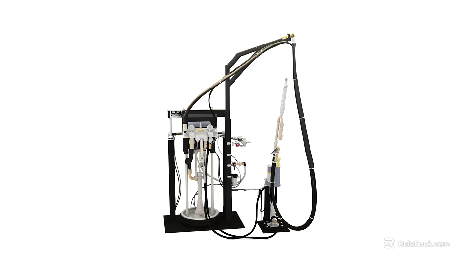Advanced Industrial Liquid Mixing Equipment With Stand Control Panel And Hoses 3d model 