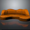 Modern Orange Curved Leather Sofa With Elegant Stylish Furniture Design
