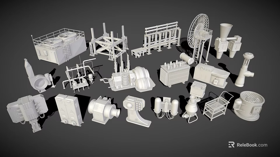 White Public Chair 3D Model Design With Various Public Facility Parts And Components 3d model 