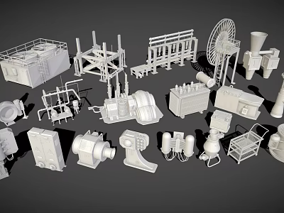 White Public Chair 3D Model Design With Various Public Facility Parts And Components 3d model