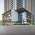 Modern High Rise Residential Apartment Buildings With Glass Facades And Green Areas